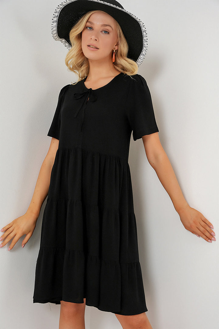 Bigdart Robe courte à manches courtes pour femme 2554 - Noir