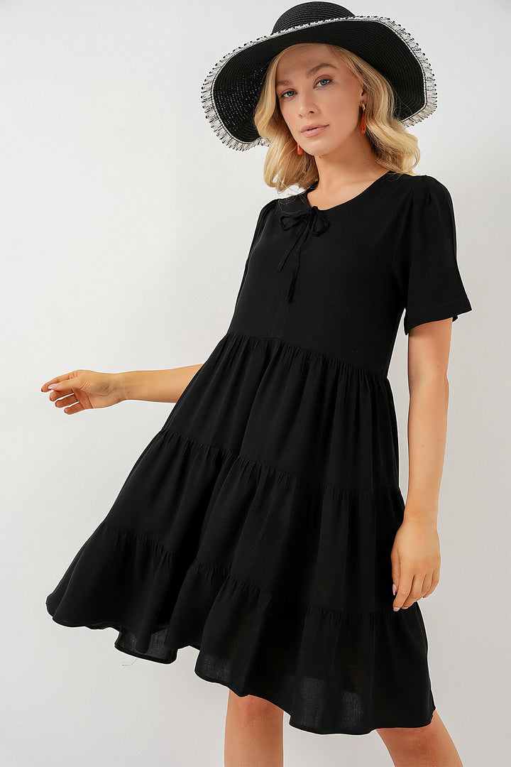 Bigdart Robe courte à manches courtes pour femme 2554 - Noir