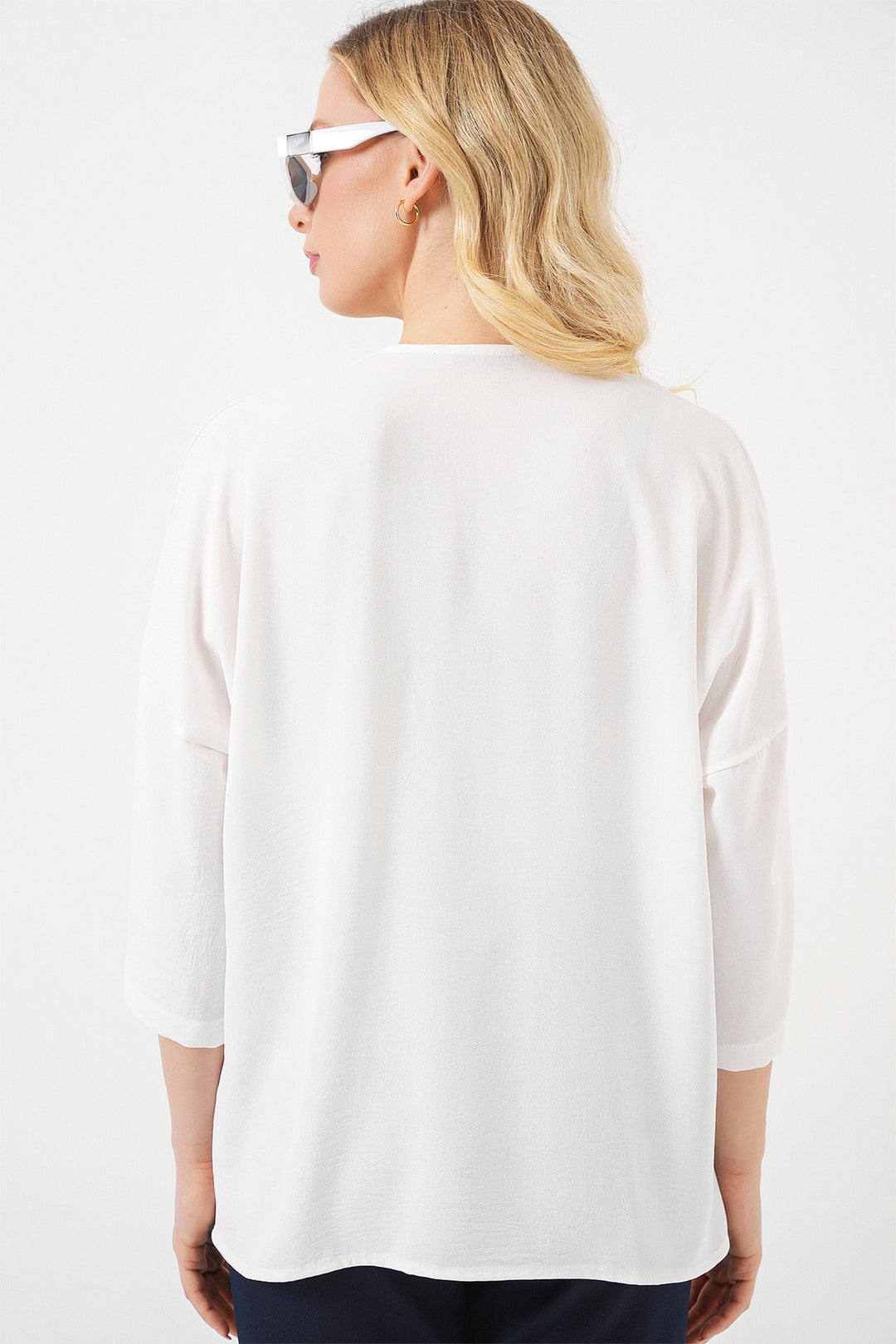 Bigdart Kimono oversize à manches courtes pour femme 5969 - Blanc