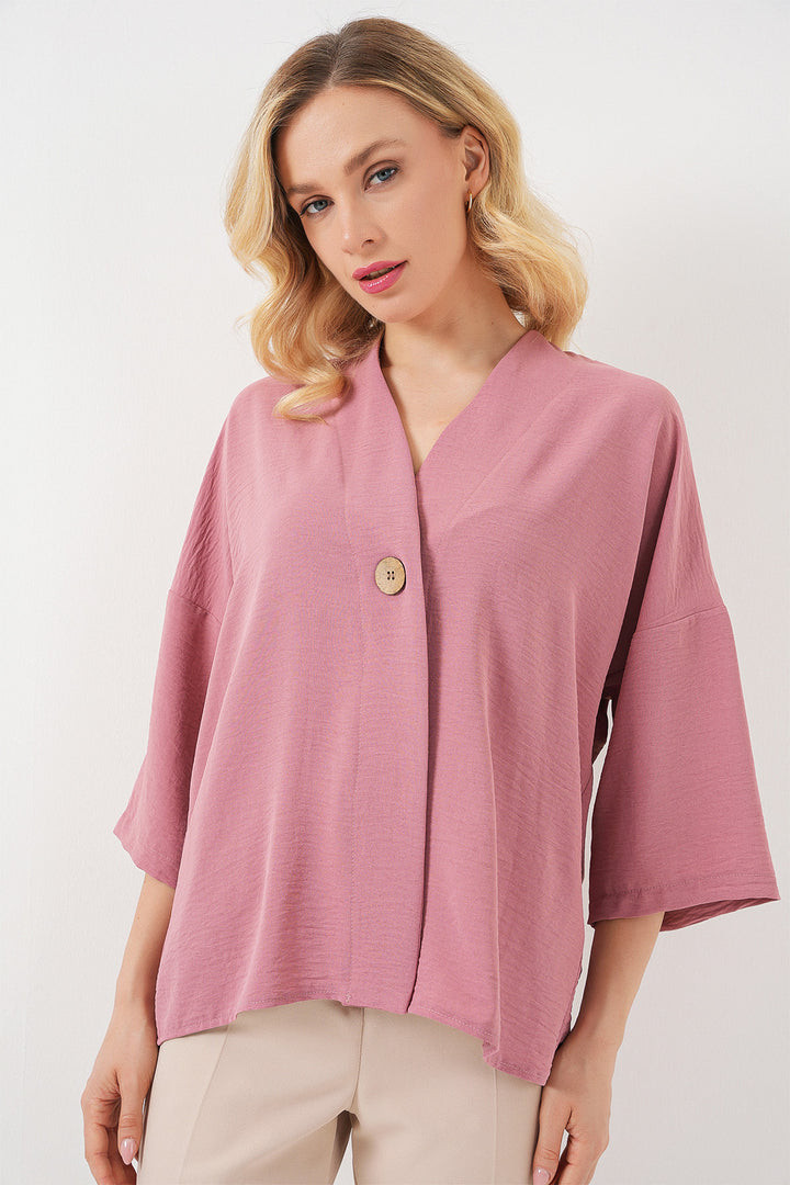 Bigdart Kimono oversize à manches courtes pour femme 5969 - Rose poudré