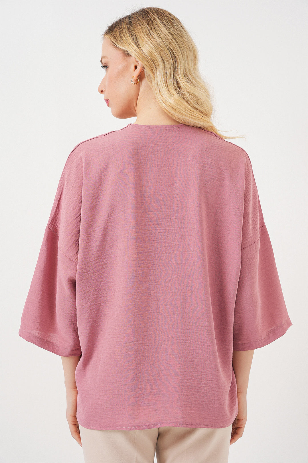 Bigdart Kimono oversize à manches courtes pour femme 5969 - gül kurusu