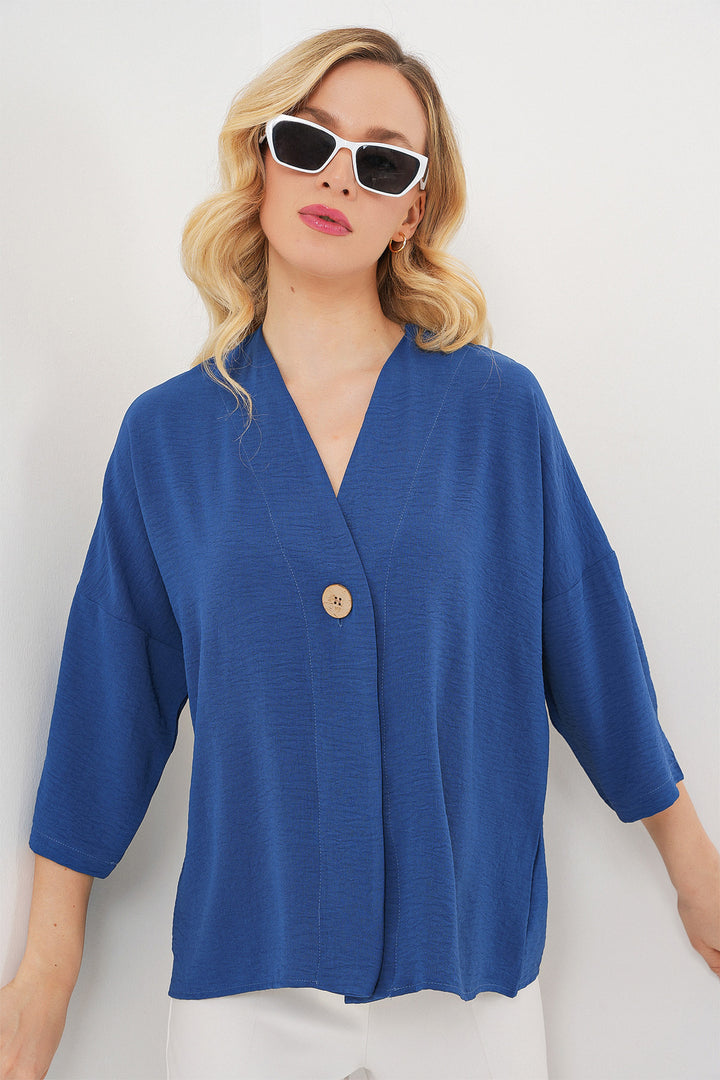 Bigdart Kimono oversize à manches courtes pour femme 5969 - Indigo