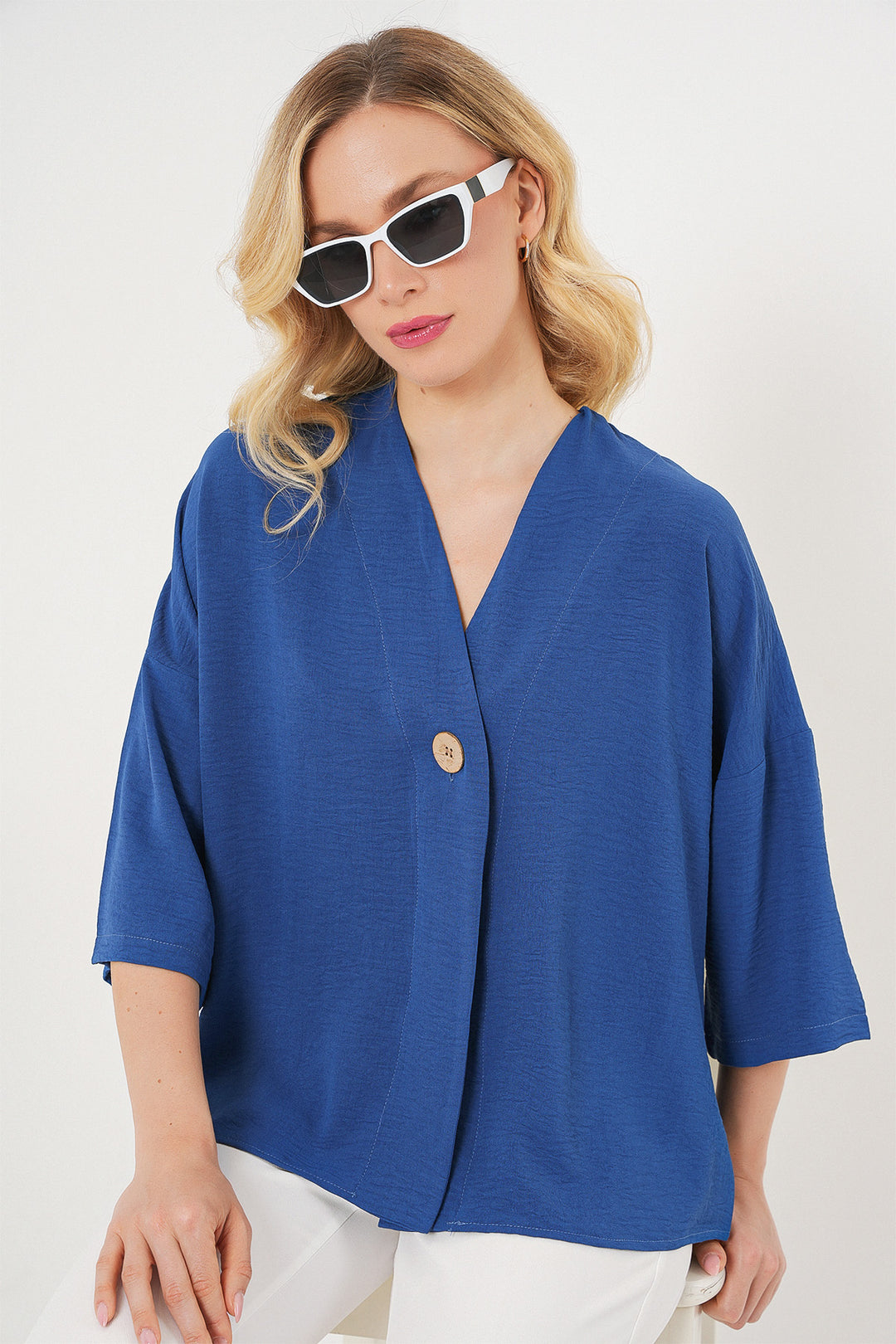 Bigdart Kimono oversize à manches courtes pour femme 5969 - Indigo