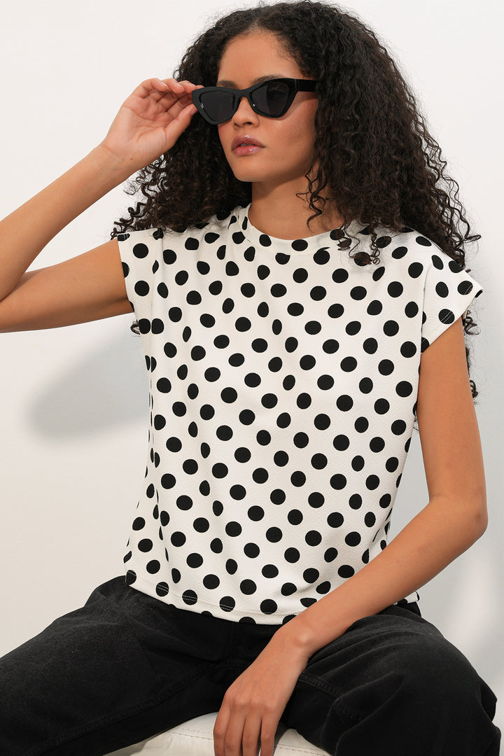 Bigdart Blouse à pois à manches courtes pour femme 40009 - Blanc