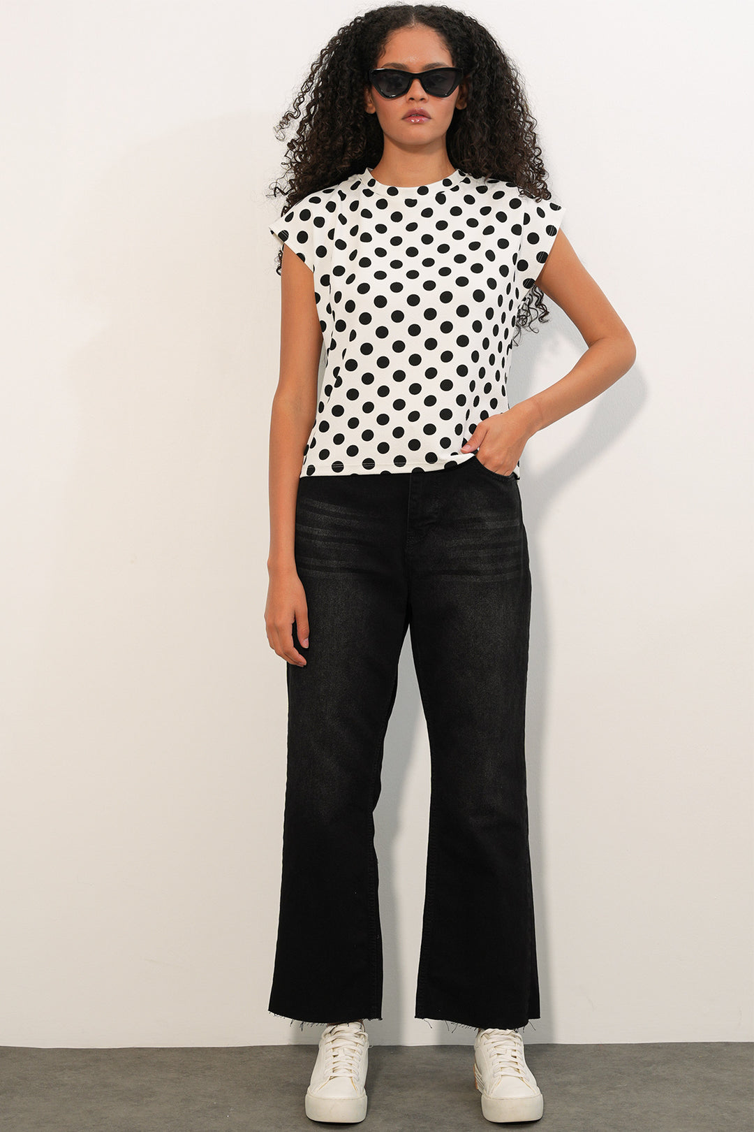 Bigdart Blouse à pois à manches courtes pour femme 40009 - Blanc