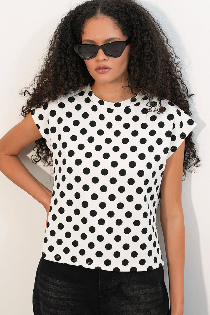 Bigdart Blouse à pois à manches courtes pour femme 40009 - Blanc