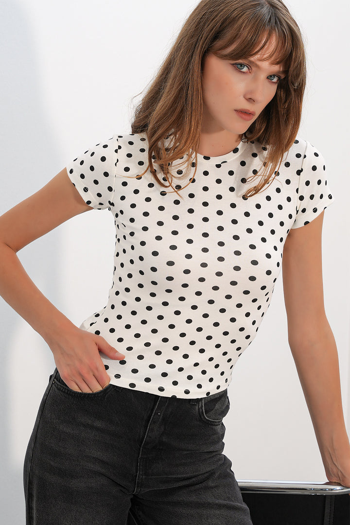 Bigdart Blouse à pois à manches courtes pour femme 40019 - Blanc