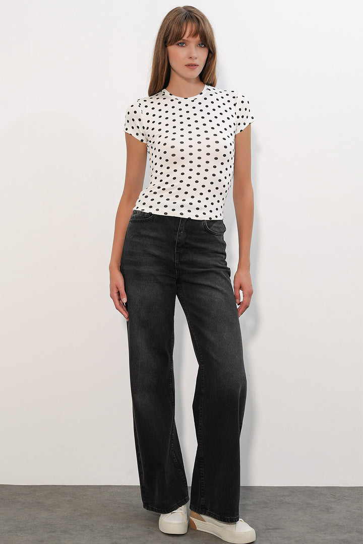 Bigdart Blouse à pois à manches courtes pour femme 40019 - Blanc