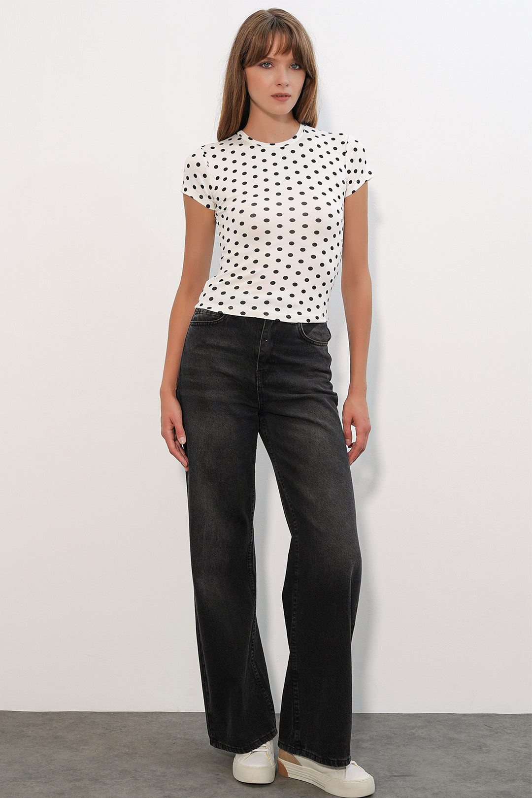 Bigdart Blouse à pois à manches courtes pour femme 40019 - Blanc