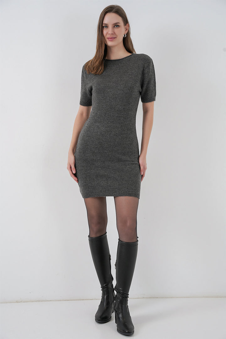 Bigdart Robe en tricot à manches courtes pour femme 15950 - Anthracite