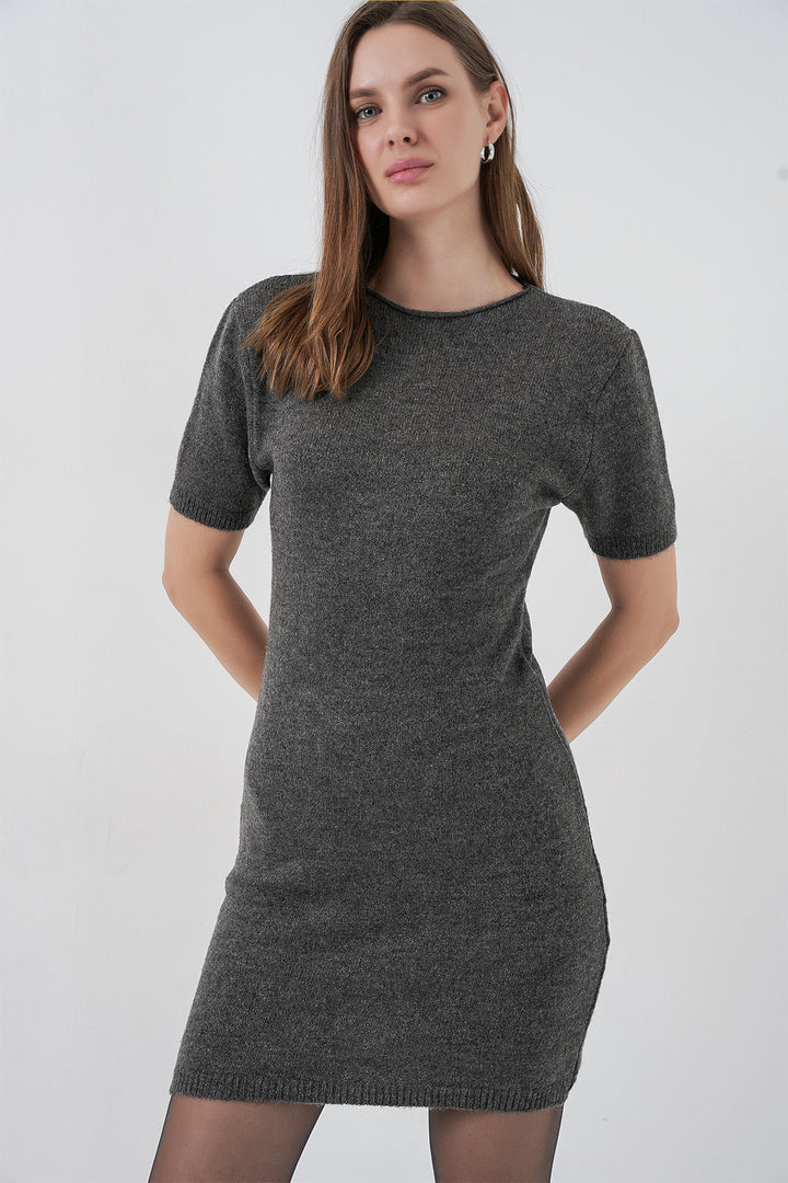 Bigdart Robe en tricot à manches courtes pour femme 15950 - Anthracite