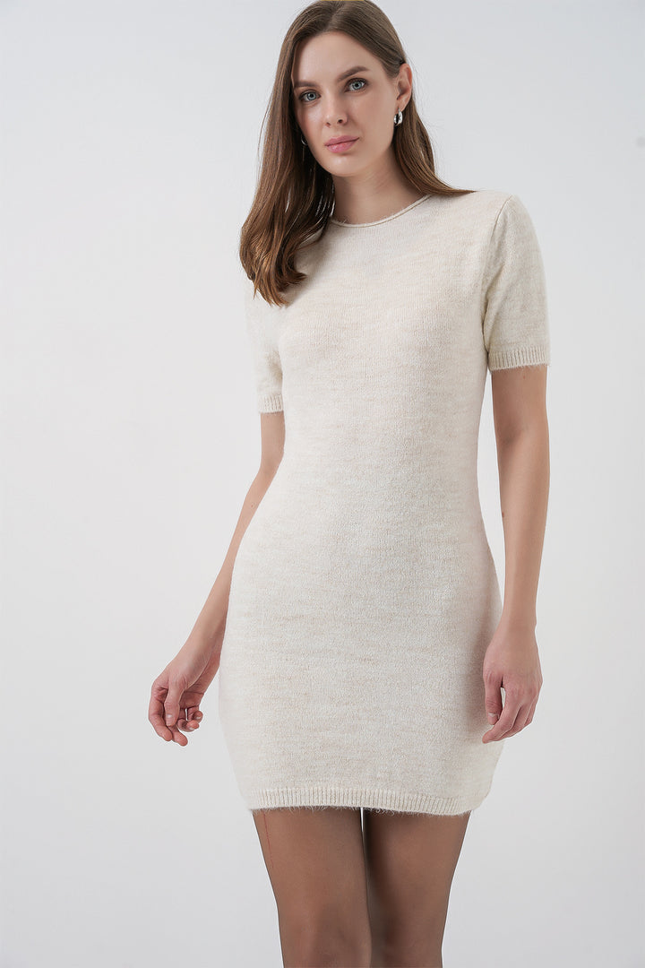 Bigdart Robe en tricot à manches courtes pour femme 15950 - Crème