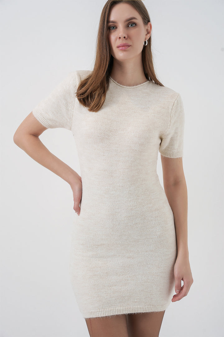 Bigdart Robe en tricot à manches courtes pour femme 15950 - Crème