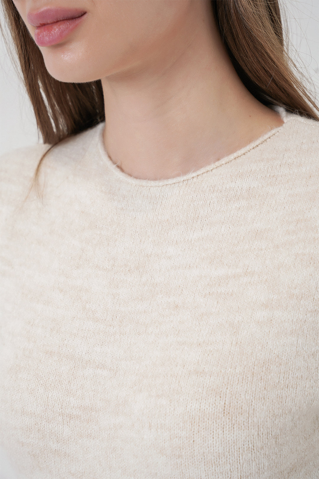 Bigdart Robe en tricot à manches courtes pour femme 15950 - Crème