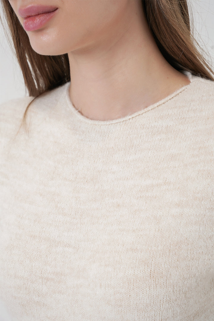 Bigdart Robe en tricot à manches courtes pour femme 15950 - Crème