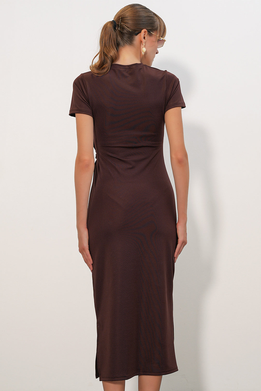 Bigdart Robe longue à manches courtes femme 2621 - Marron