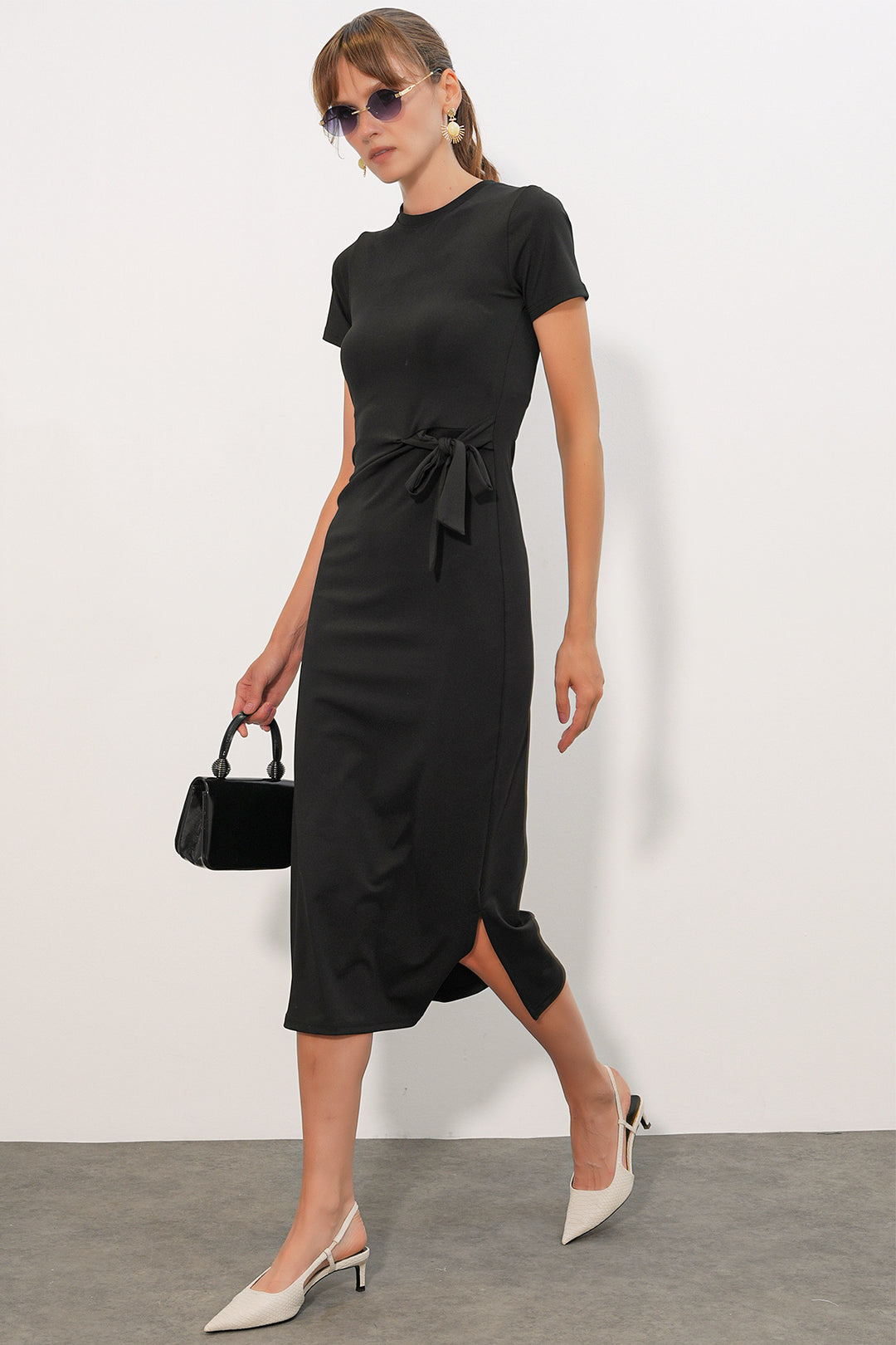 Bigdart Robe longue à manches courtes femme 2621 - Noir