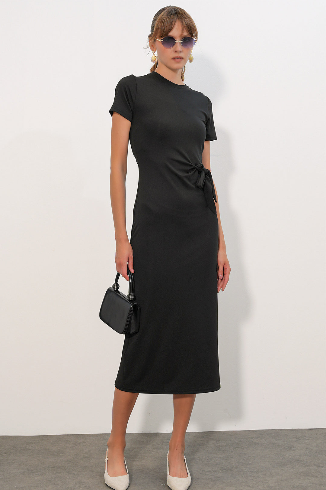 Bigdart Robe longue à manches courtes femme 2621 - Noir