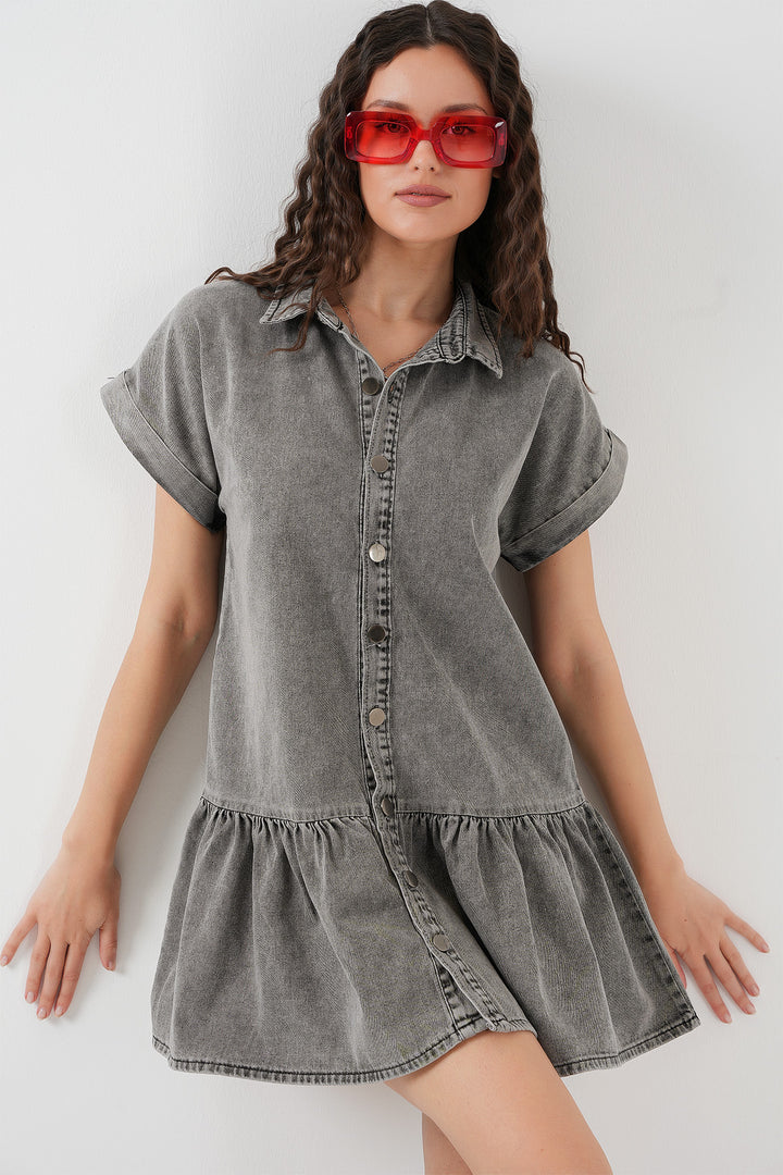 Bigdart Robe en Jean Courte Femme 2530 - Gris foncé