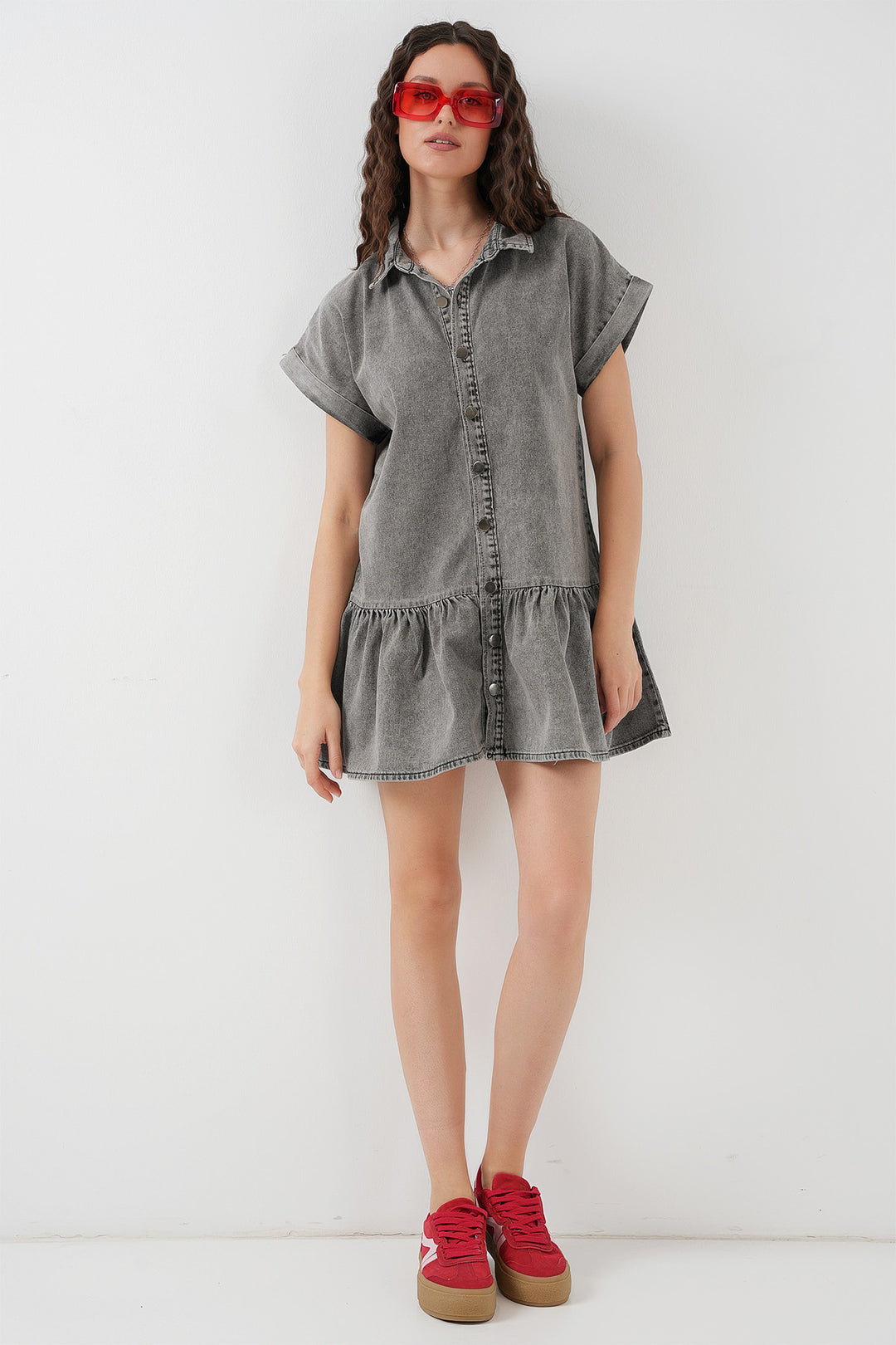 Bigdart Robe en Jean Courte Femme 2530 - Gris foncé