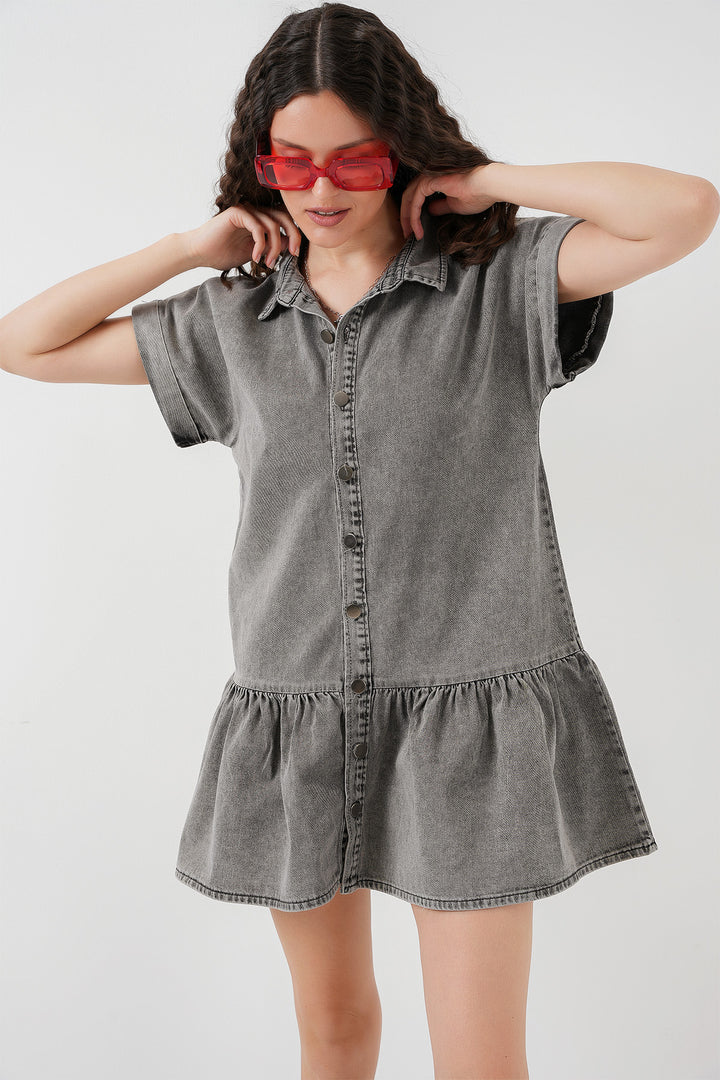 Bigdart Robe en Jean Courte Femme 2530 - Gris foncé