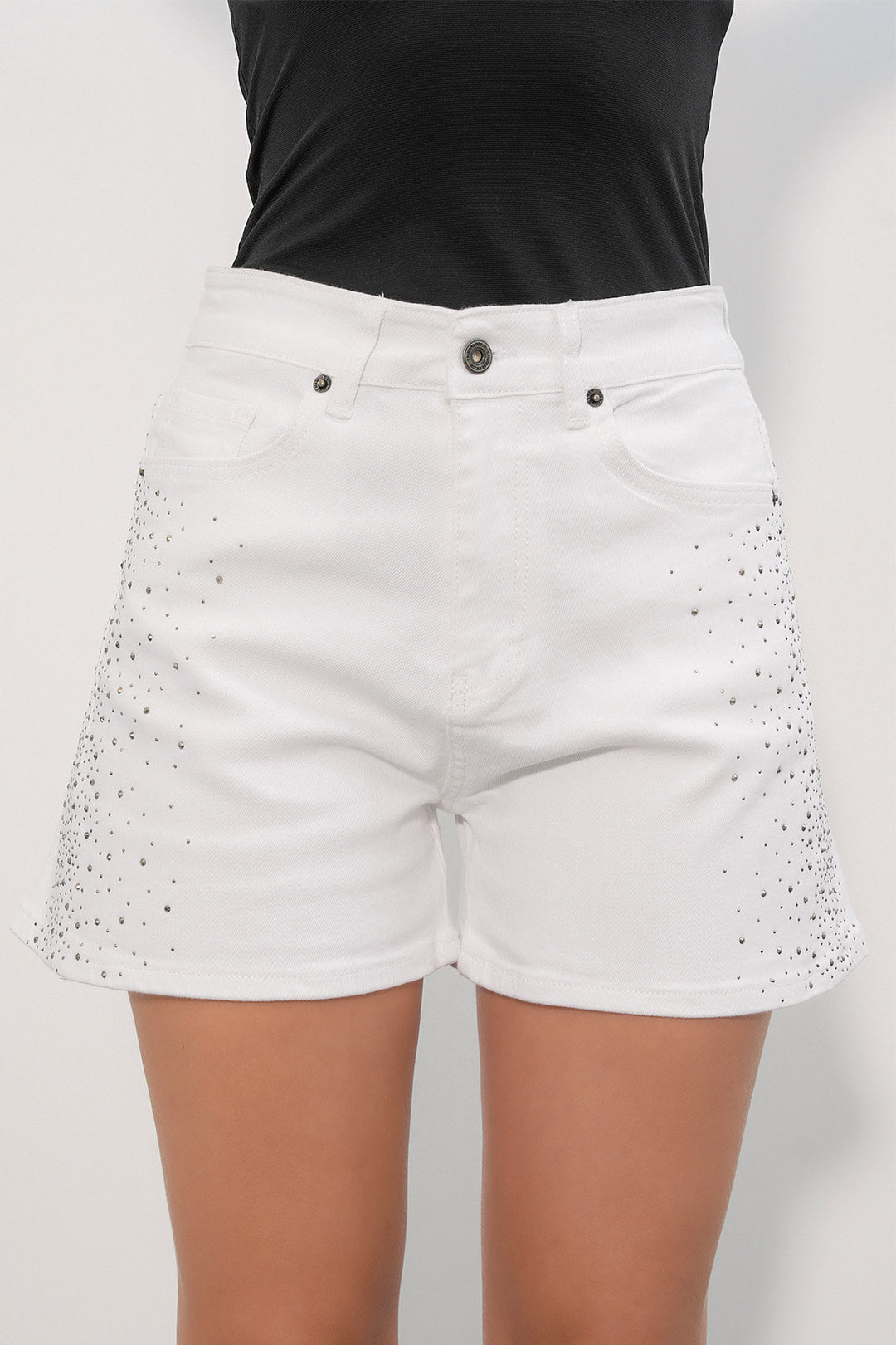 Bigdart Short en Jean à Pois Courts pour Femme 5340 - b.Blanc