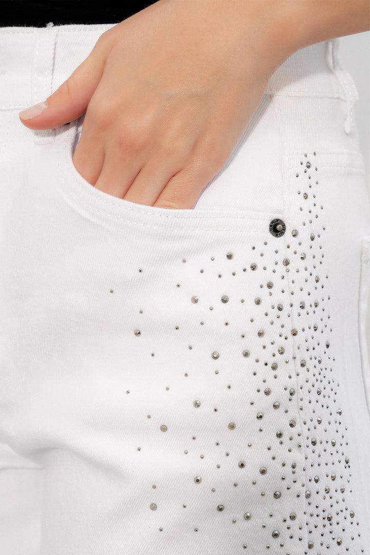 Bigdart Short en Jean à Pois Courts pour Femme 5340 - b.Blanc