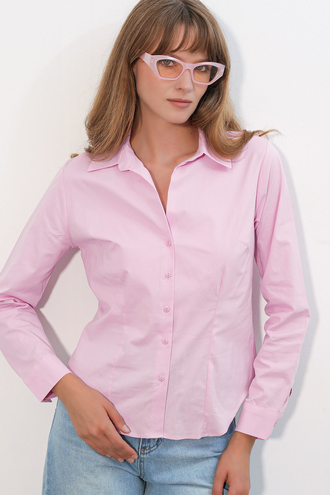 Bigdart Chemise basique à col classique pour femme 20398 - Rose