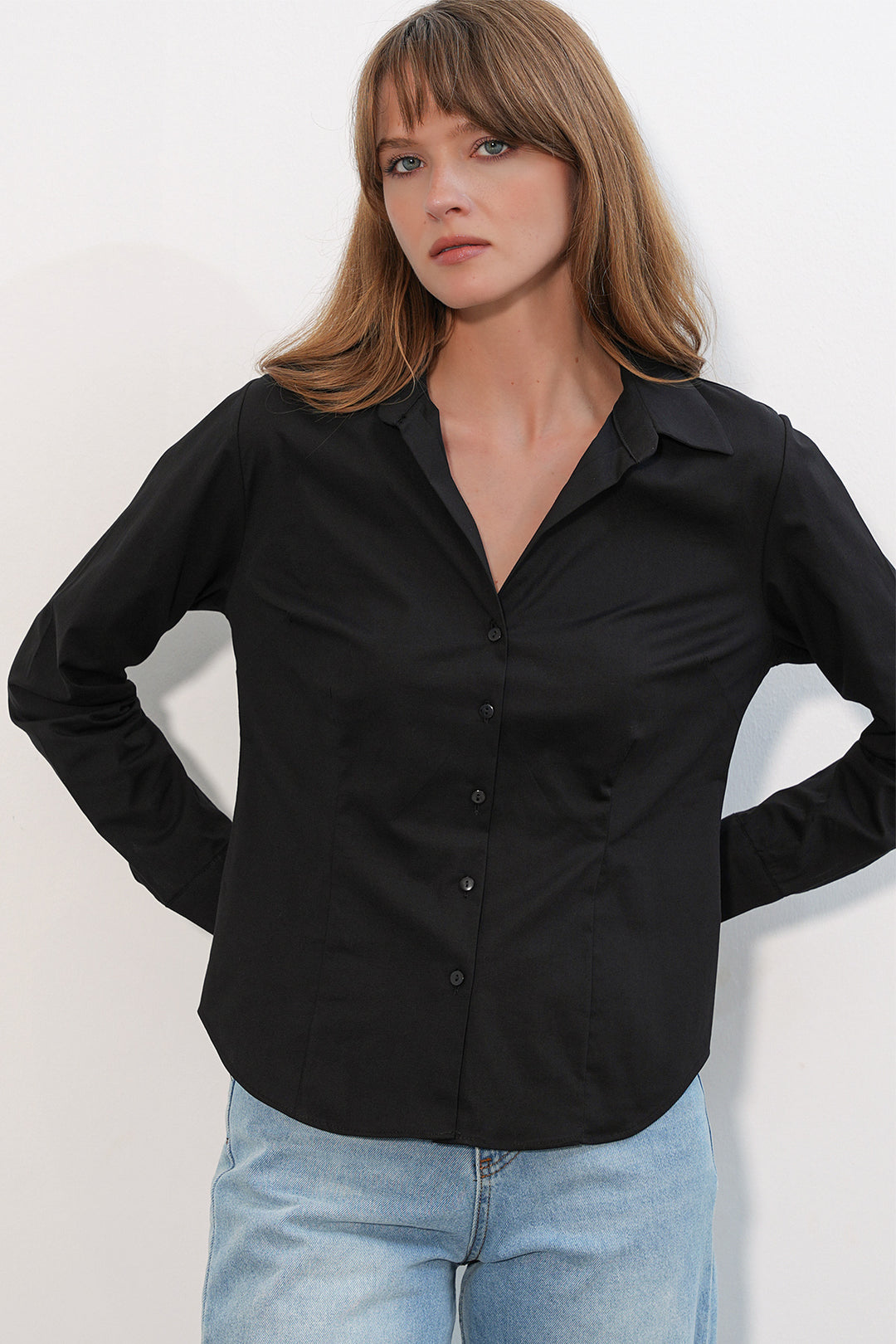 Bigdart Chemise basique à col classique pour femme 20398 - Noir