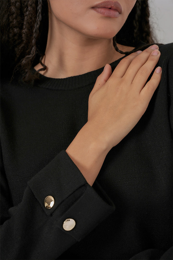 Bigdart Femme Pull Oversize à Boutons sur les Manches 15981 - Noir