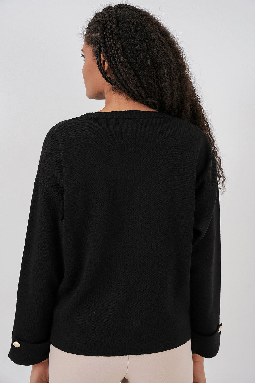 Bigdart Femme Pull Oversize à Boutons sur les Manches 15981 - Noir