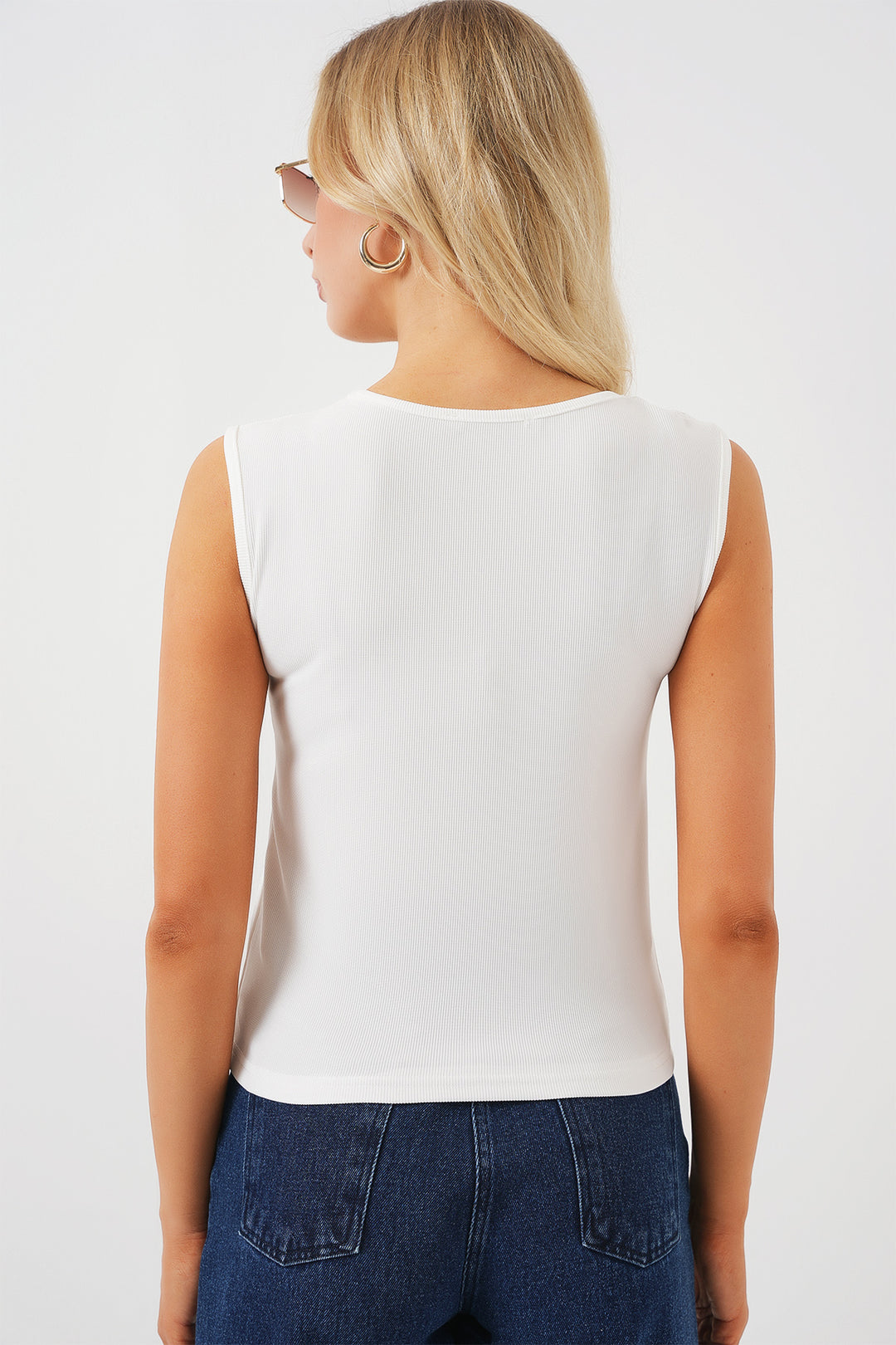 Bigdart Blouse basique sans manches pour femme 935 - Blanc