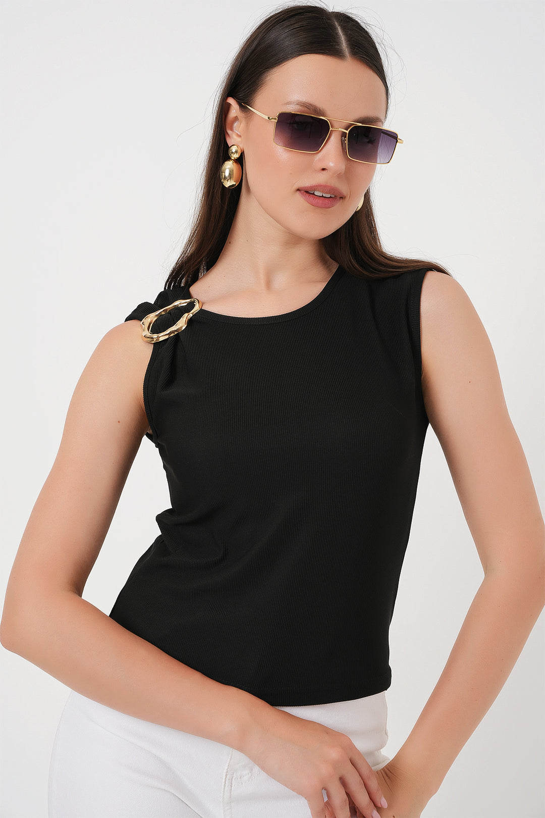 Bigdart Blouse basique sans manches pour femme 935 - Noir