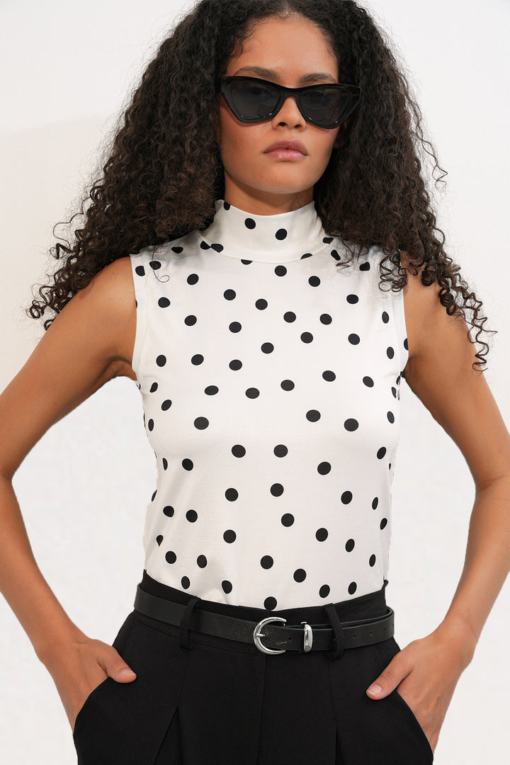 Bigdart Body sans manches à pois femme 4348 - B.Blanc