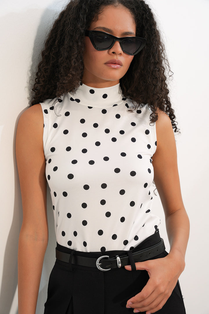 Bigdart Body sans manches à pois femme 4348 - B.Blanc