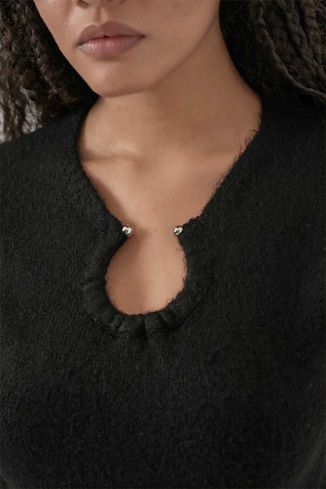 Bigdart Robe en tricot avec détail de collier pour femme 15989 - Noir