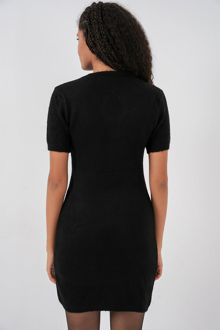 Bigdart Robe en tricot avec détail de collier pour femme 15989 - Noir