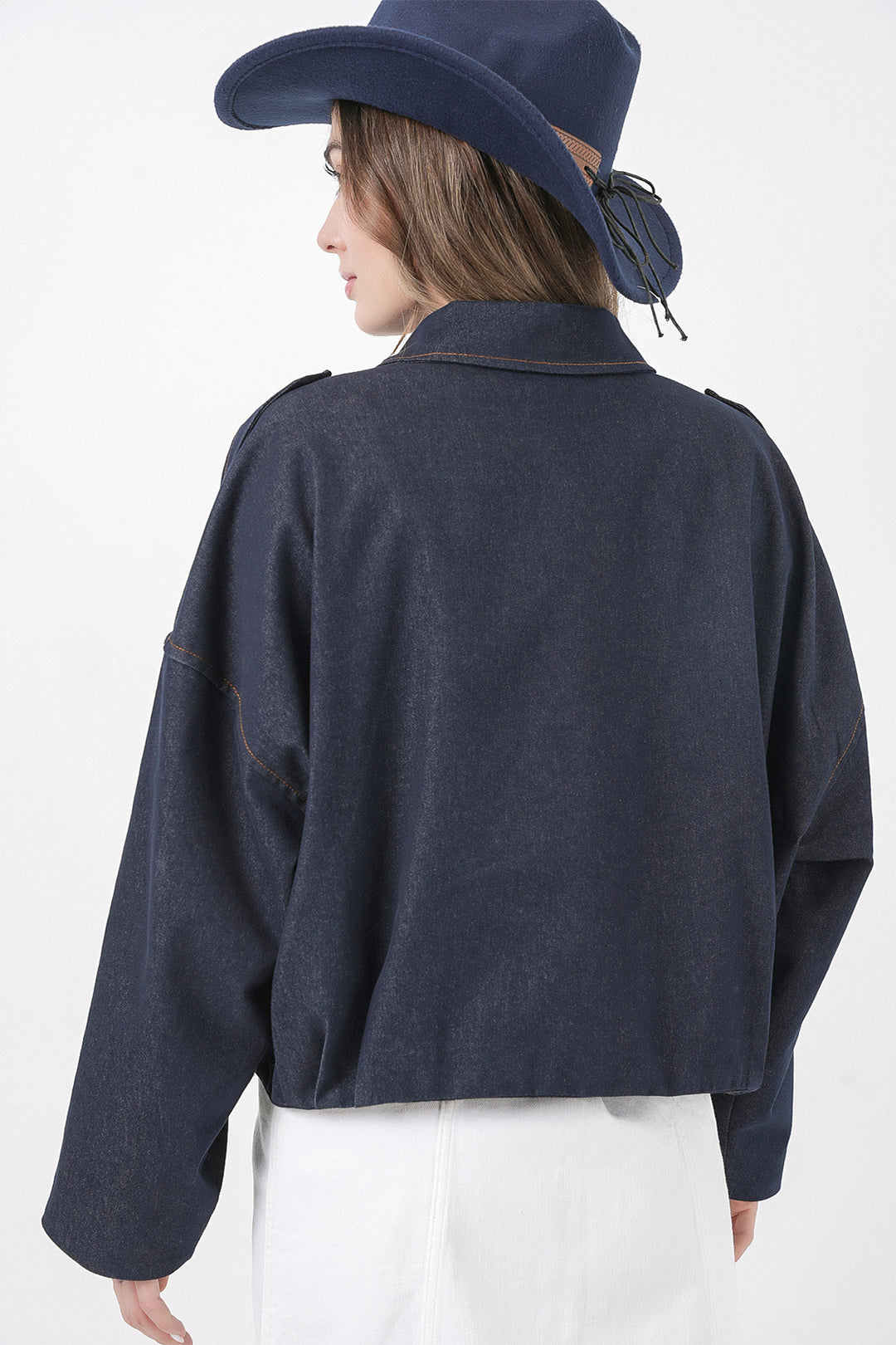 Bigdart Veste bomber en jean pour femme 0737 - Bleu marine