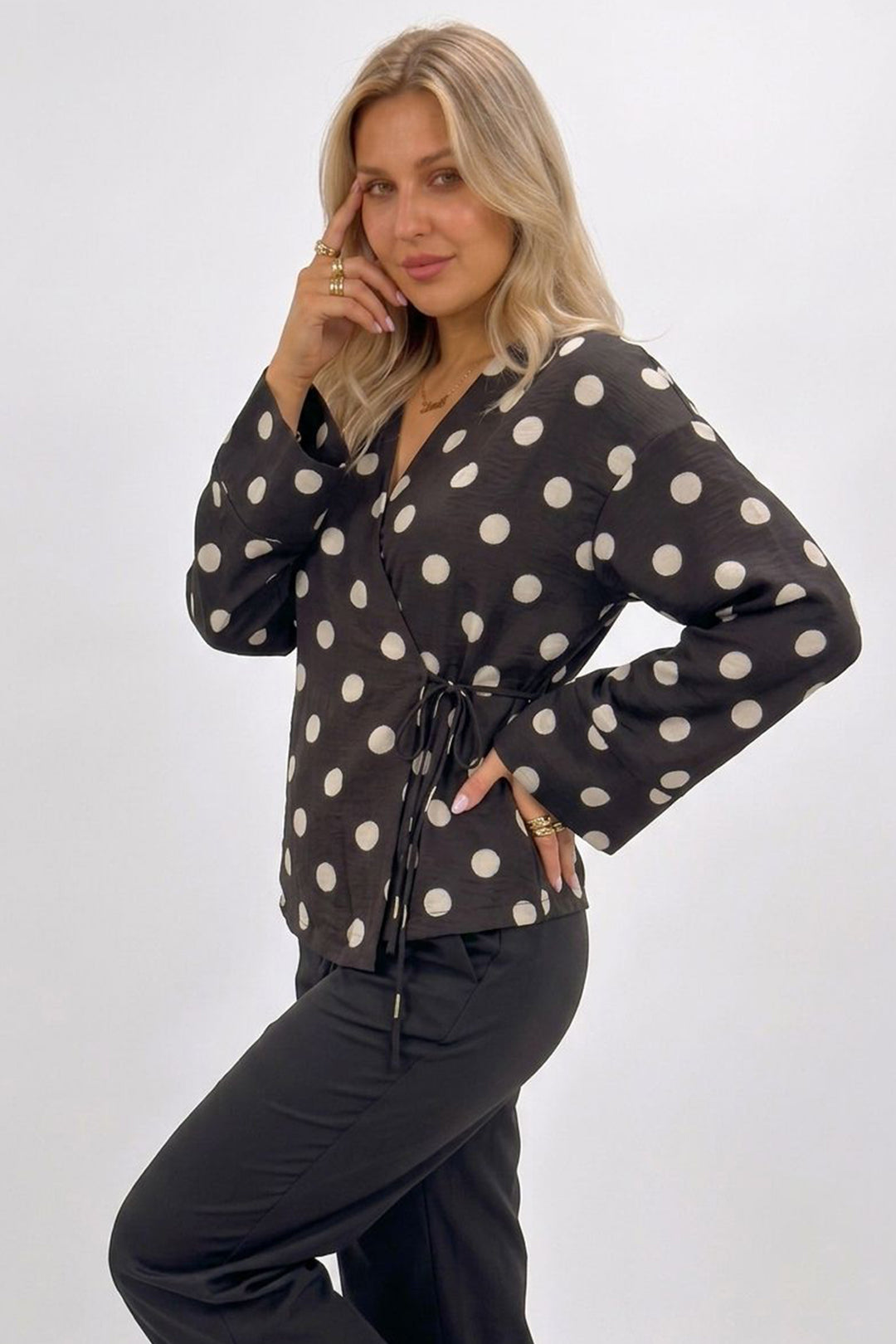 Bigdart Chemisier à pois croisé pour femme 40004 - Marron