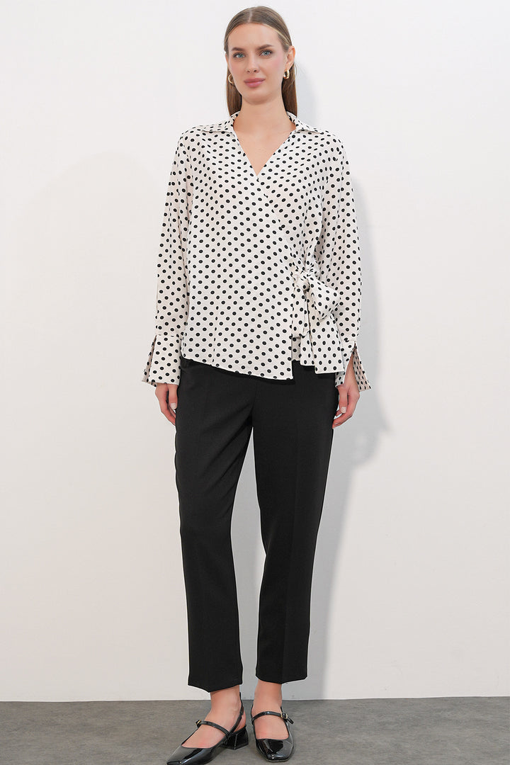Bigdart Blouse à pois croisée pour femme 40036 - b.Blanc