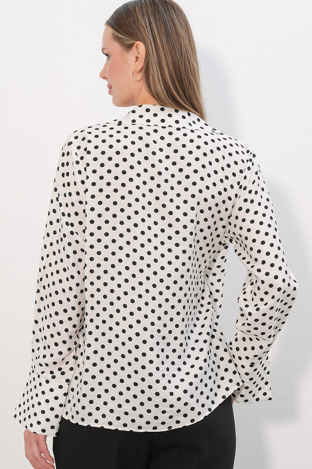 Bigdart Blouse à pois croisée pour femme 40036 - b.Blanc