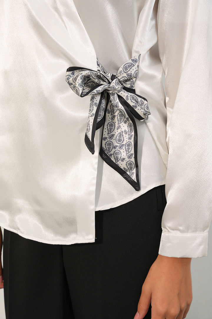 Bigdart Chemise en satin croisée pour femmes 20386 - Blanc