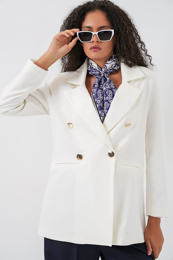Bigdart Veste blazer croisée pour femme 0722 - Blanc
