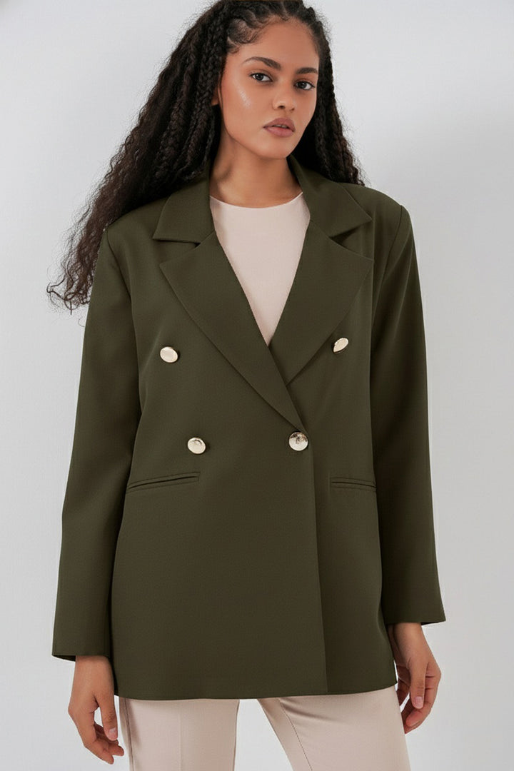 Bigdart Veste blazer à col croisé pour femme 0722 - Kaki