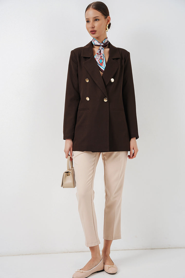 Bigdart Veste blazer à col croisé pour femme 0722 - Marron