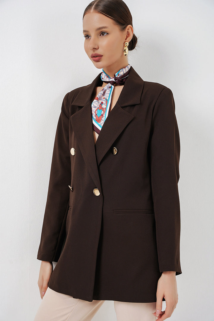 Bigdart Veste blazer à col croisé pour femme 0722 - Marron