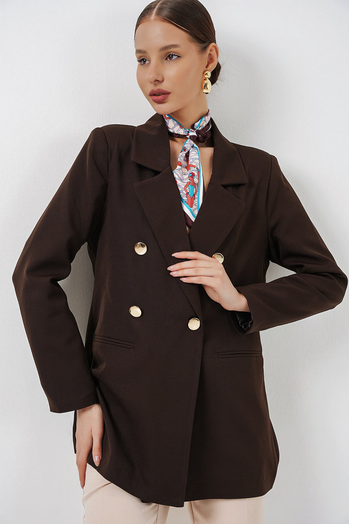 Bigdart Veste blazer à col croisé pour femme 0722 - Marron