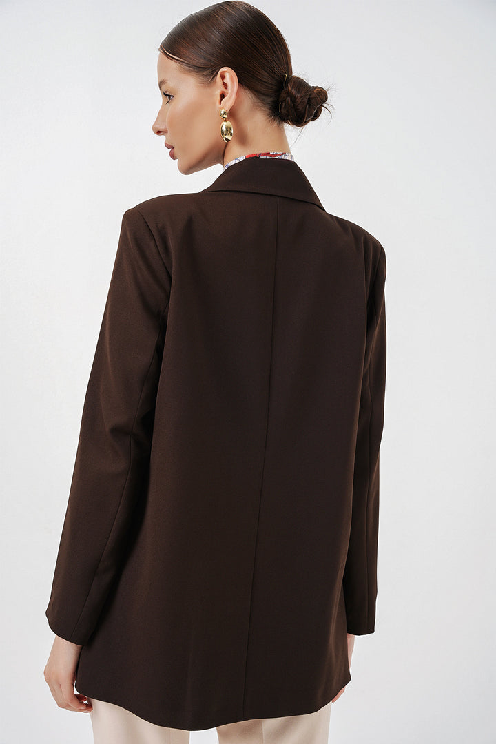 Bigdart Veste blazer à col croisé pour femme 0722 - Marron