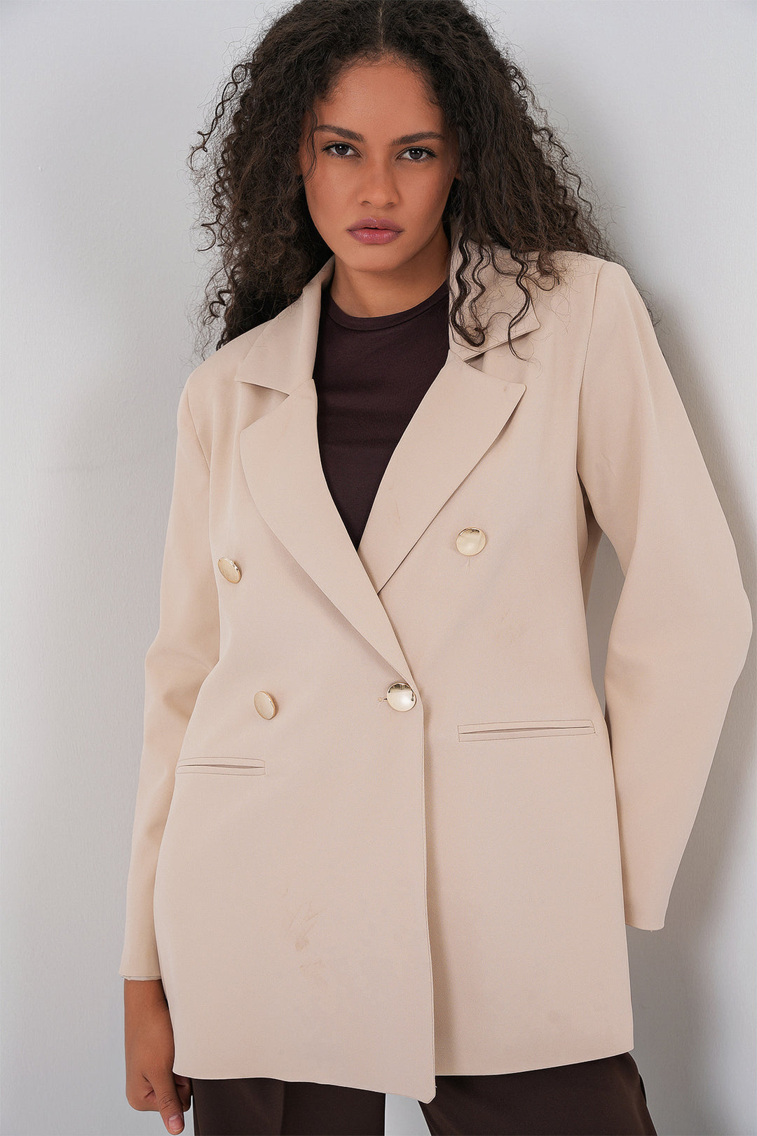 Bigdart Veste blazer à col croisé pour femme 0722 - Crème