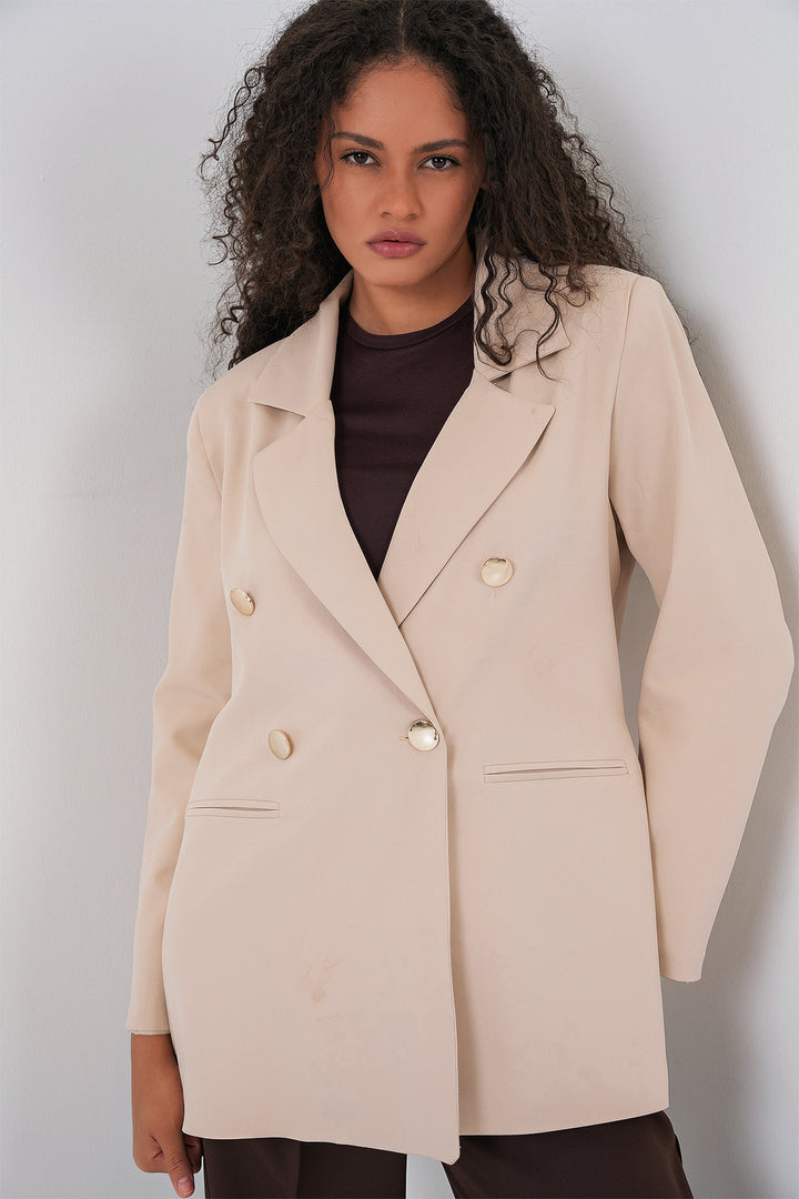 Bigdart Veste blazer à col croisé pour femme 0722 - Crème